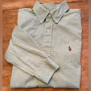 Polo by Ralph Lauren Men’s 15 32/33 Classic Fit‎ Mint Green Cotton Button Down